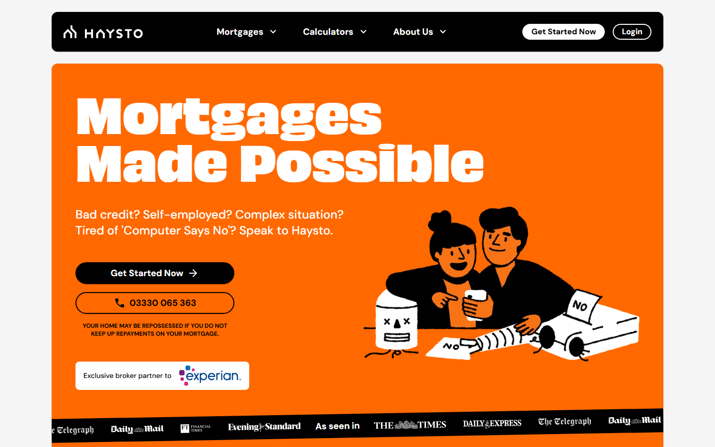 Haysto homepage - specialist mortgage platform for bad credit and self-employed borrowers