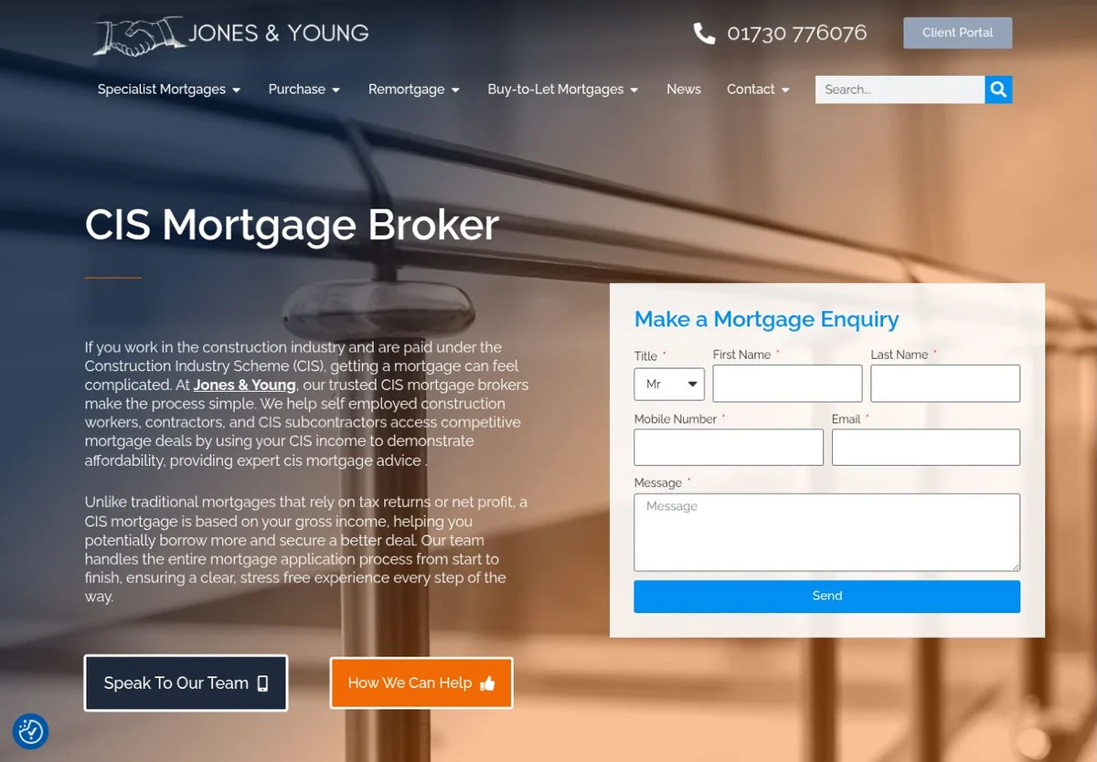 Jones & Young CIS mortgage service page