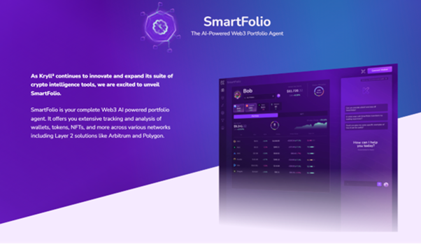 martFolio AI-powered Web3 portfolio agent by Kryll. Track and analyze crypto wallets, tokens, NFTs, and Layer 2 networks like Arbitrum and Polygon with advanced AI-driven insights.