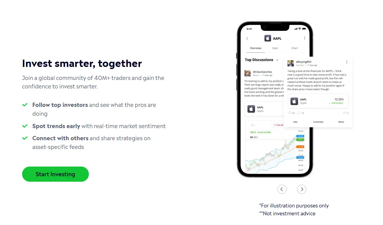 eToro Mobile Application Interface
